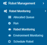 Robot monitoring menu